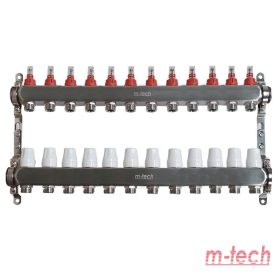   UNITHERM áramlásmérős osztógyűjtő INOX, 1"-G3/4", 12 körös