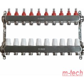   UNITHERM áramlásmérős osztógyűjtő INOX, 1"-G3/4", 2 körös