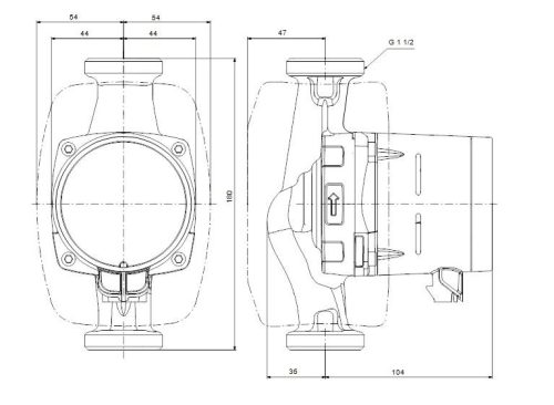 Grundfos Alpha 3 25-40 180 A energiaosztályú, nagy hatásfokú fűtési keringető szivattyú