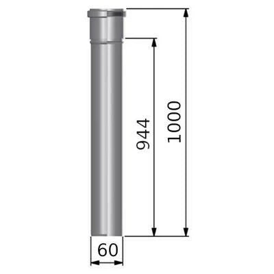 Tricox PPs cső 60mm, hossz: 1000mm