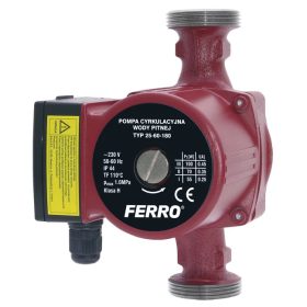   FERRO szivattyú 25/60 180mm/6m, 6/4" csat. keringető szivattyú