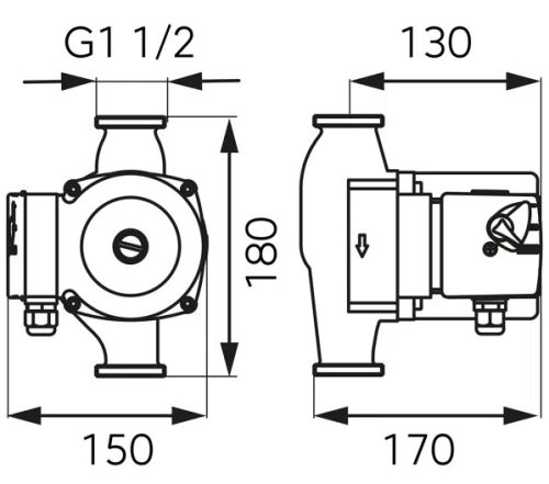 FERRO szivattyú 25/80 180mm/8m, 6/4" csat. keringető szivattyú