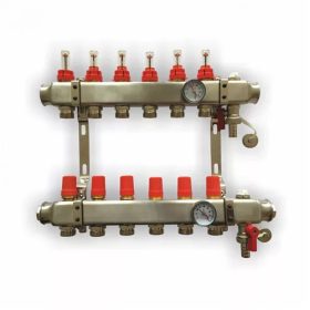   DUNATERM áramlásmérős osztógyűjtő,1"-G3/4", 4 körös