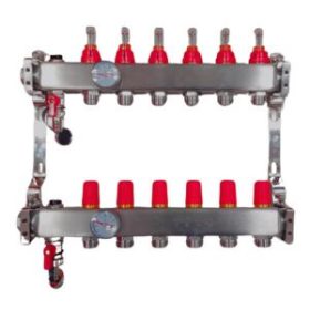   DUNATERM áramlásmérős osztógyűjtő,1"-G3/4", 12 körös