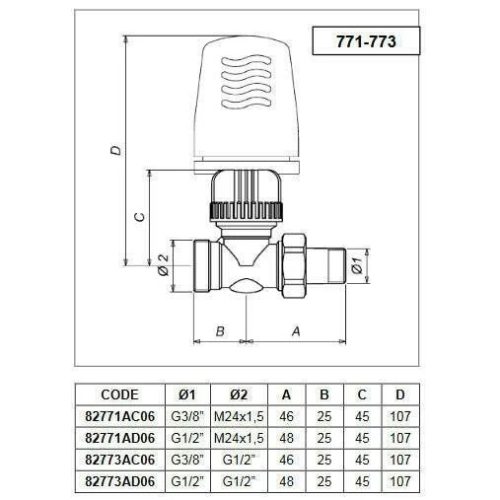 Icma 1/2 Egyenes termo ropp 24x1,5 (icma771)